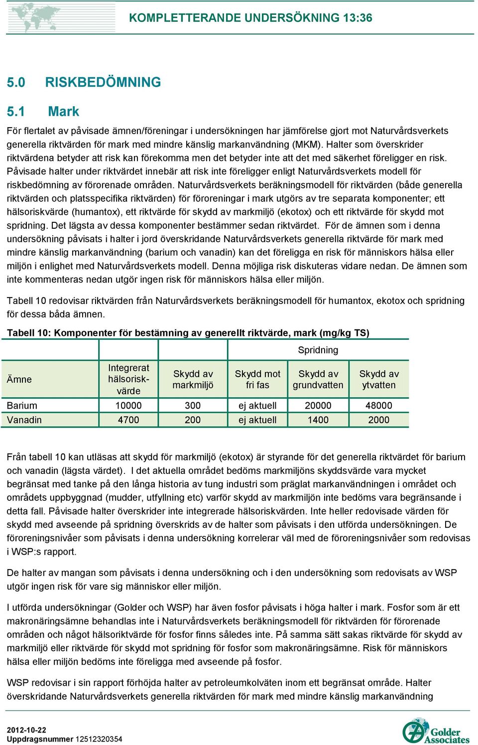 Halter som överskrider riktvärdena betyder att risk kan förekomma men det betyder inte att det med säkerhet föreligger en risk.