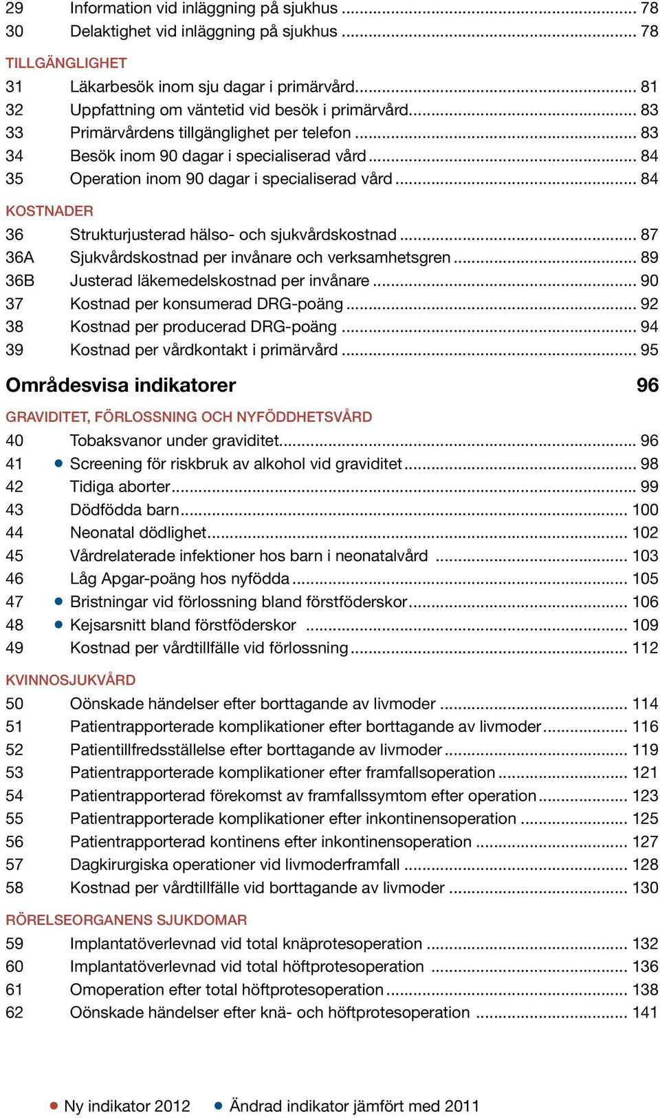 .. 84 35 Operation inom 90 dagar i specialiserad vård... 84 KOSTNADER 36 Strukturjusterad hälso- och sjukvårdskostnad... 87 36A Sjukvårdskostnad per invånare och verksamhetsgren.