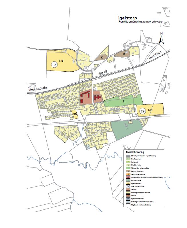 12 TEKNISKT UNDERLAG TILL VATTENSKYDDSOMRÅDE FÖR IGELSTORPS RESERVVATTENTÄKT Figur 2-1. Utdrag ur Översiktplan Skövde kommun 2025.