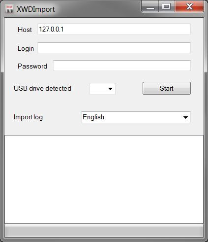 Administratörshandbok Spara svetsdata på USB-minne 4.5.3 Importera svetsdata från USB-minnet till Xnet Starta programmet XWDImport.exe. - Programmets startfönster öppnas.
