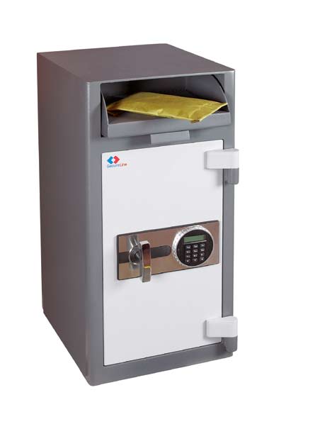 Secure Safe Deposit for securely depositing cash and valuables The Secure Safe Deposit allows the depositing of cash and valuable items without having to first open the safe door.