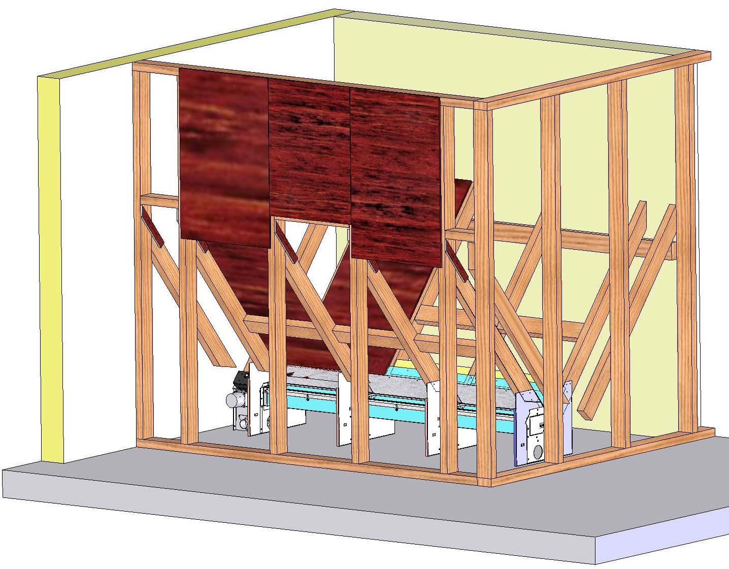 18 Montering av förrådets väggskivor Lägg gärna en sträng med tätningsmassa under skivans ytterkanter före fastskruvning. Någon öppningsbar lucka i förrådet är inte nödvändig.
