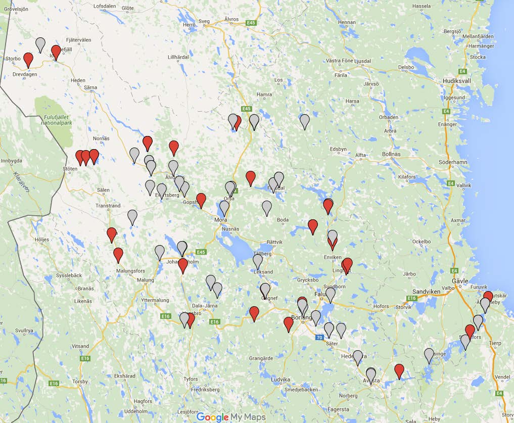 På 39 platser används mätdata från