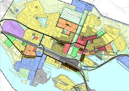 ETECKNINGAR Gång- och c Allmänt ändamål Genomfart Friliggande småhus Huvudgata Radhus, flerfamiljshus FÖP Skelleftehamn (antagen i september 1999) Planen är en stadsdelsplan inom ramen för