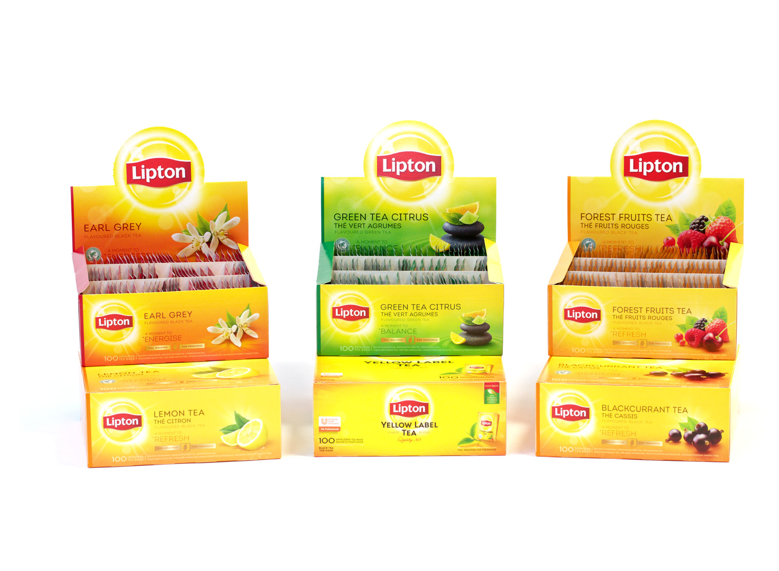 LIPTON TE 100-PACK PORTIONSPÅSAR I KUVERT 3000 Yellow Label RA 1 x 100 st 3002 Earl Grey RA 1 x 100 st 3005 Lemon RA 1 x 100 st 3006 Blackcurrant RA 1 x 100 st 3007 Green Tea Citrus RA 1 x 100 st