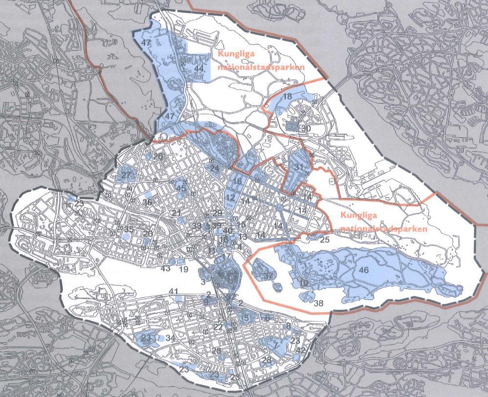 Motivering för riksintresset Stockholms innerstad med Djurgården är Storstadsmiljö, präglad av funktionen som landets politiska och administrativa centrum sedan medeltiden och de mycket speciella