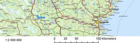 Utredningsområdet Karta 1. Utsnitt av Sverigekartan. Utredningsområdet är markerat med blå begränsningslinjer.