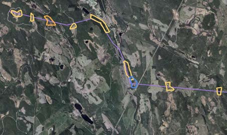 2015-09-23 Sammanfattning för Norra Stråket Det norra stråket omfattar en sträcka på 23 km förutom det gemensamma stråket vid den befintliga 400 kv kraftledningen.