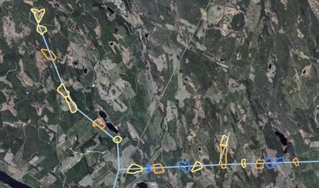 2015-09-23 Sammanfattning för Södra Stråket Det mellersta stråket omfattar en sträcka på 26 km förutom det gemensamma stråket vid den befintliga 400 kv kraftledningen och de korta stråk som förbinder