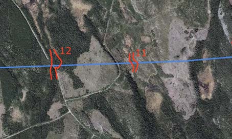 2015-09-23 Delområde 10 Myr och brant norr om Nybräntberget Berörd del av stråket: 230 meter Fältbesökt: 20150807 Allmän beskrivning: Stark sluttning mot öster.