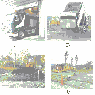 Bilaga 1-3 Handbok, Flygaska i mark- och vägbyggnad, Grusvägar 4 UTFÖRANDE Ytan terrasserades genom att ett lager matjord avlägsnades. På terrassen lades en geotextil och geonät, se Figur 4.