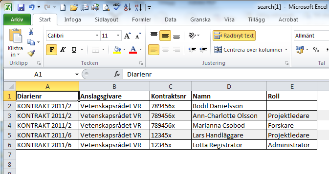 Öppna en tidigare sparad sökning 16. Om du tidigare sparat en sökinställning hittar du den i Sparade inställningar. Välj sökningen ur listan och klicka på Sök.