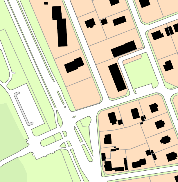 8(17) Bilden visar Gamla vägen som gick strax öster om planområdet (röd ruta) Bilden visar de linjer och den vinkelställda byggnad som avgränsat egenskapsområdet (blå ruta) inom planen samt hjälpt