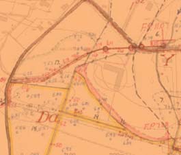 Fig 22. Till vänster; Kartutdrag ur Länsstyrelsen i SkånesVattenarkiv 12-LN-684. Kartan redovisar diken och båtnadsområden, blå linjer resp. blåprickat område. Fig 23. Kartutdrag Miljöatlas Skåne.