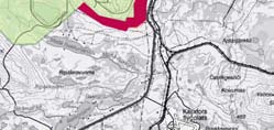 ANTAGANDEHANDLING Figur 1. Översiktsbild över befintligt detaljplanelagt område för gruvindustri (grön markering) samt utökningen (röd markering).