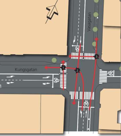 Sida 4 (7) Vasagatan mot Kungsgatan. Några av dessa konflikter involverar fler än två trafikanter.