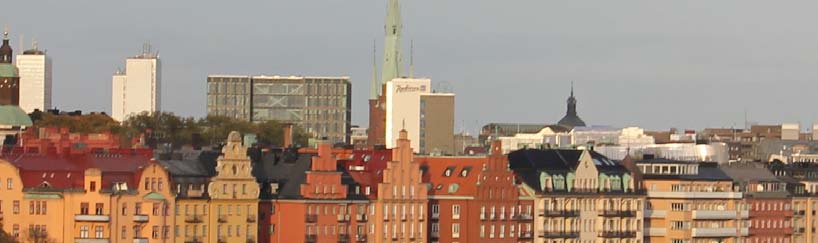 STADSBILDSANALYS 4.VY FRÅN VÄSTERBRON Från utsiktspunkten mitt på Västerbron skyms nu Klara kyrka delvis av Stockholm Waterfront.