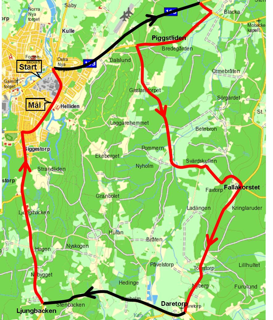 Etapp 2 Tisdag 12 juli 2016 Start: Smedjegatan, Tidaholm Bana: Tidaholm-(v 193)-Piggsliden - Fallakorset - Daretorps Kyrka Ljungbacken Tidaholm Östra Ringvägen i höjd med Hökensåsskolan