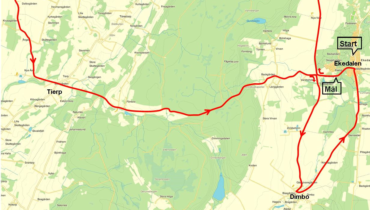 Etapp 5 Fredag 15 juli 2016 Start: Ekedalens skola Bana: Ekedalen - Granne Påle - Kungslena - Dala - Tierp - Varvsberget - Granne - Påle - Dimbo - Ekedalen