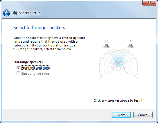 Klicka på Configure (Konfigurera) och inställningsfönstret för högtalarna poppar upp. 5.