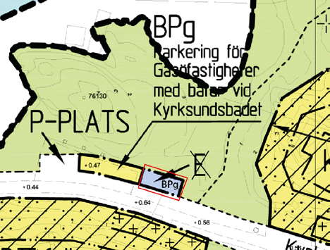Planbeskrivning 7 (10) Kyrksundsparkeringen Ändring av del av dp 471 kartblad 9 Parkeringsytan får ny bestämmelse inom kvartersmark.