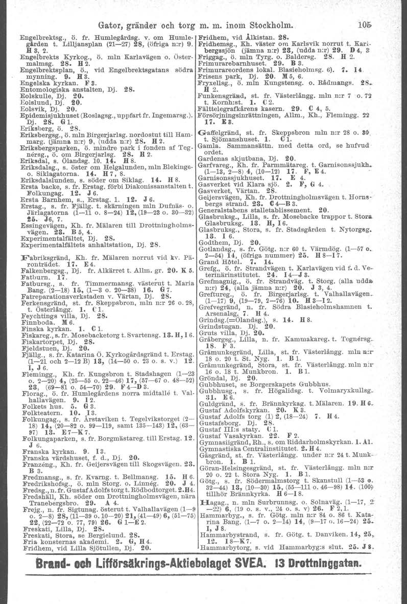 Gator, gränder och torg m. m. inom Stoekholm. 10& Engelbrektsg., Ö. fr. Humlegårdsg. v. om Humleglorden t. Lilljansplan (21-27) 28, (öfriga n:r) 9. H 3,2. Engelbrekts Kyrkog., Ö. min Karlavägen o.