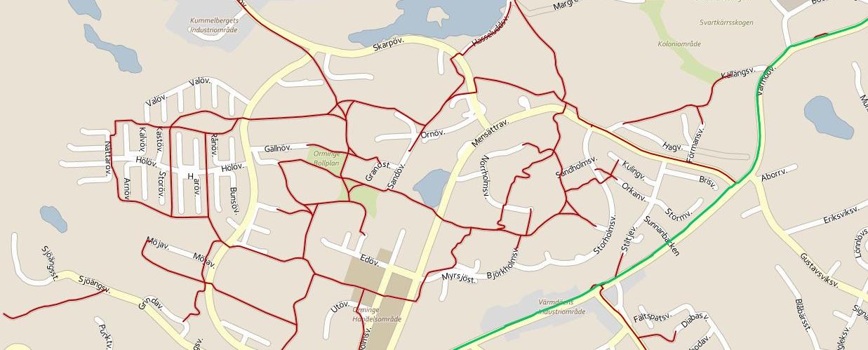 2.2 Kollektivtrafik Hasseludden är busstrafikförsörjd med linje 417. Den går mellan Orminge centrum och Hasseludden mellan kl 05:30 och 00:30 vardagar samt kl 06:30 och 00:30 helger.