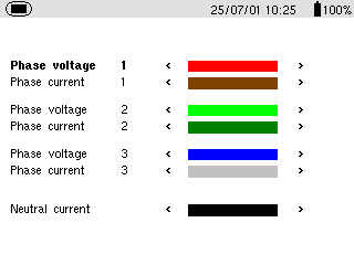 3..3 Färger - Välj aktuell kanal med - Välj färg med - Bekräfta val med, skärmen återgår till konfigurationshuvudmenyn. 3.