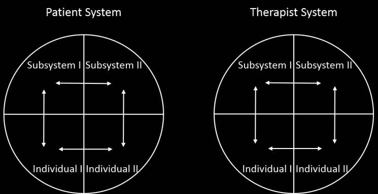 Bilaga 1 (1 av 2) Bilaga 1-5 Pinsofs modell för alliansskapande inom familjeterapeutiskt arbete Interpersonellt system: Figur 1: The therapy system - bildas av terapeut och patientsystemet Figur 2: