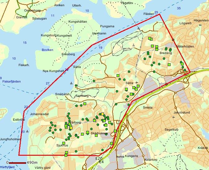 Sida 40 (55) Narkotikabrott - innehav RAR: 168 anmälningar - 173 prickar i kartan (173unika