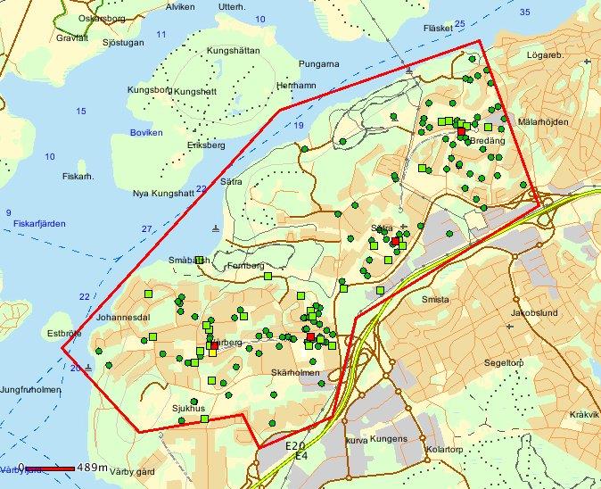 Sida 48 (55) Skadegörelse, ej klotter RAR: 412 anmälningar - 459 prickar i kartan (459unika