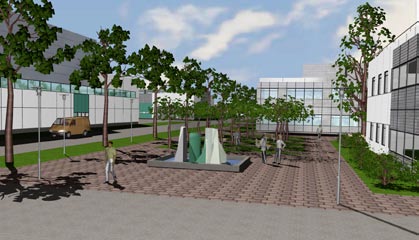 Figur 17. Illustration av miljön vid Centralgatan i höjd med mottagningsbyggnaden för lermaterial.