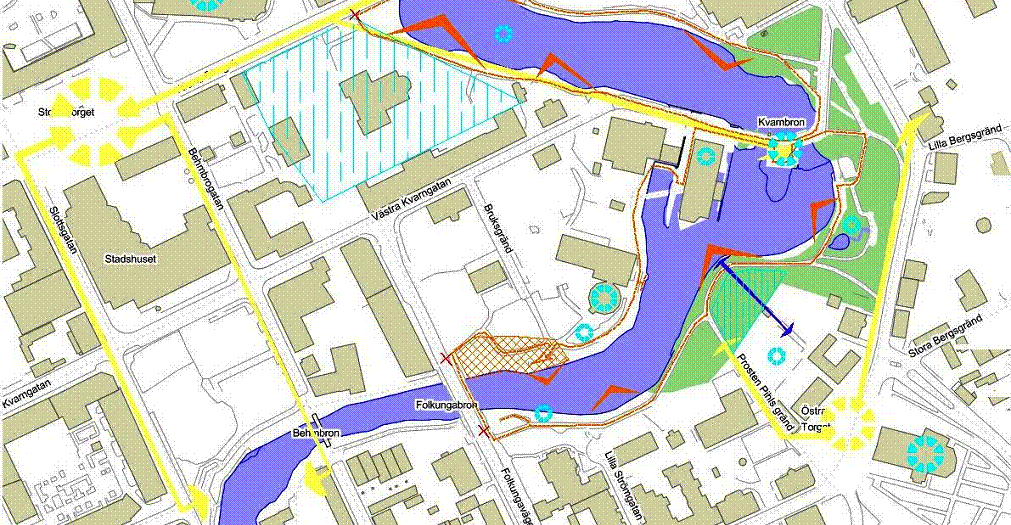 Dnr SHB 11/50 18/20 Stråk Mycket folk utgår från Stora torget och ska vidare i centrala Nyköping. Det finns flera stora målpunkter i staden och kring programområdet.