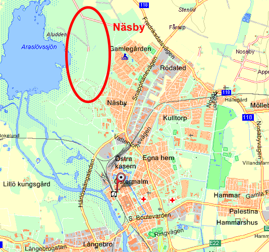 Figur 4. Näsby, bäst lämpade området i Kristianstad Kommun. 3.4.2 Simrishamn kommun Simrishamns kommun återfinns på Skånes sydöstra kust (se Figur 1). Invånarantalet uppgår till dryga 19 000.