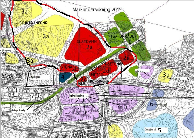 7 Befintliga förhållanden Figur 7-1 Område för undersökning 7.1 Ytbeskaffenhet 7.1.1 Skjutbanemrådet 3A Området utgörs av glest bestånd av lågvuen barrblandskg av tall, gran ch björk ch mindre myrar utspridda i skgsmrådet.