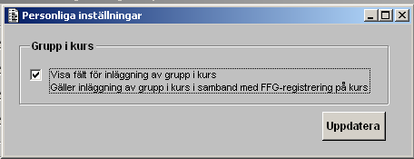 Studentavdelningen/Ladokgruppen sid 4 av 10 RG01- Registrering en person Meny: Välj Funktion Personliga inställningar En förinställning.