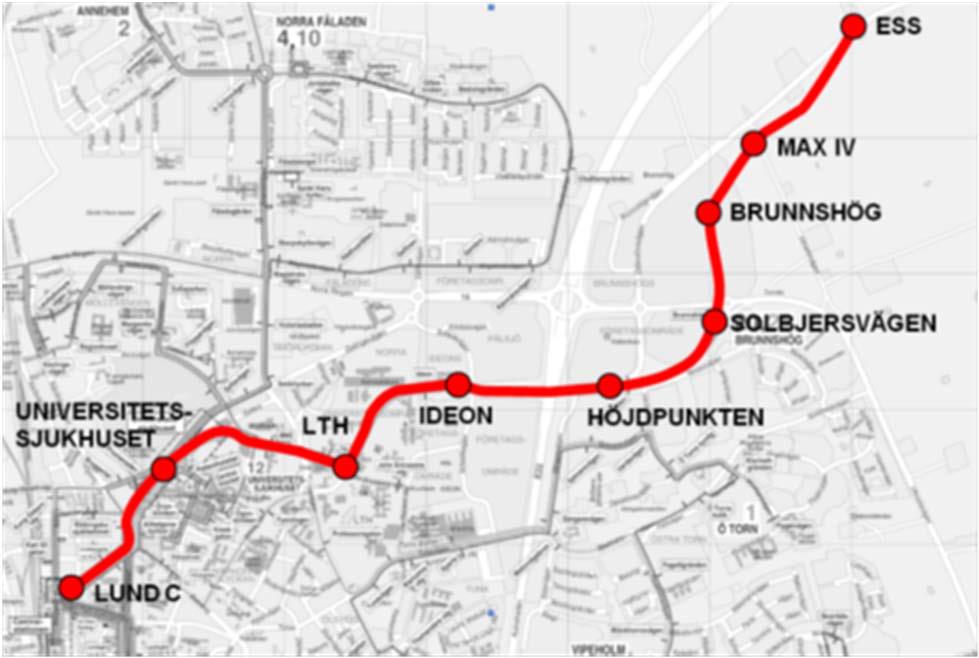 under Punkt 3.3. Spårvagnarna kommer att köra på egen bana och endast vid korsningar kommer biltrafik att passera banan i plan.