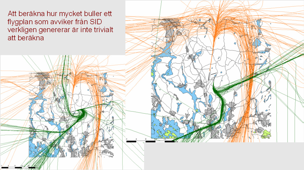 Avvikelse från SID Att beräkna hur mycket buller ett flygplan som avviker från SID verkligen genererar är inte trivialt att beräkna Start 19L Start 26 Vernamacks slutsats Det finns redan i dag