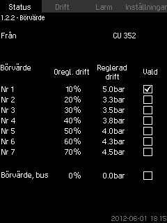 8.4.2 System (1.2) Fig. 11 System Den här displaybilden visar driftstatus för systemet. Det går att öppna underdisplaybilder med mer information.