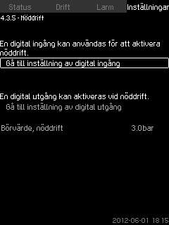 8.7.24 Mjuk tryckökning (4.3.3) Inställningar > Sekundära funktioner > Stoppfunktion > Mjuk tryckökning. 1. Välj och ställ in: Varvtal Antal pumpar Fyllningstryck Max. tid. 2.