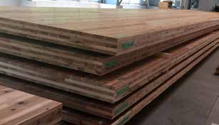 CLT, Cross Laminated Timber, tillverkat i det inhemska träslaget ceder hos Meiken.