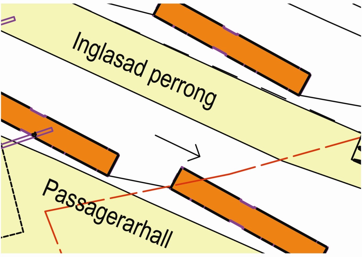 Platsernas effektivitet i SLUSSEN plan B Detalj av bussterminalen i Plan B. Alla bussplatser har in och utfart oberoende av varandra och utan backning.