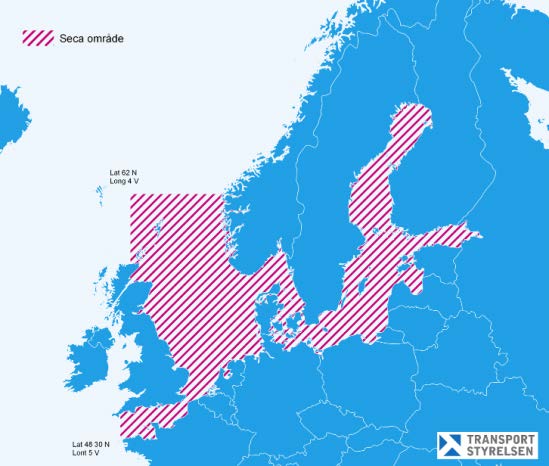 12 (38) Figur 5 Europeiska SECA-området Sjösäkerheten kommer att öka genom föreslagna åtgärder, eftersom större marginaler ger en minskad risk för olyckor.