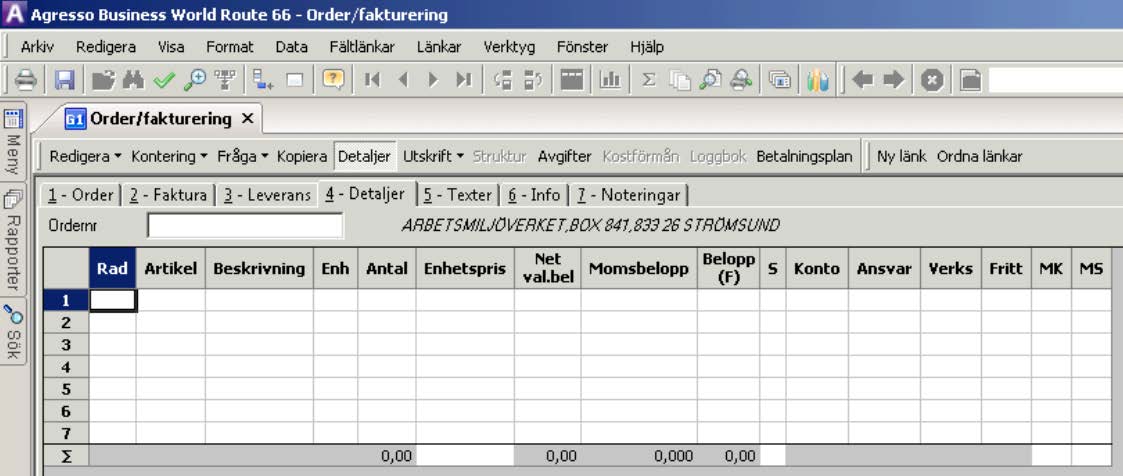 Lathund - Registrering av försäljningsorder AGRESSO Logistik Klicka på spara och döp mallen till eget namn och klicka OK.