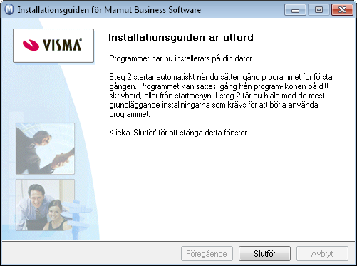 Under installationen 6. Programmet installeras Mamut Business Software kommer nu att installeras.