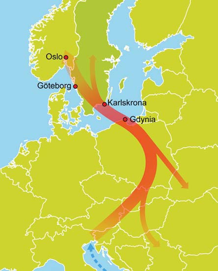 Stråkbeskrivning Emmaboda 27 Älmhult Tingsryd 28 E22 ll kust Kust ti 15 n bana 27 29 Olofström Blekinge kustbana Karlskrona Ronneby E22 Karlshamn Karlskron E22 a - Gdyni Bromölla Kristianstad