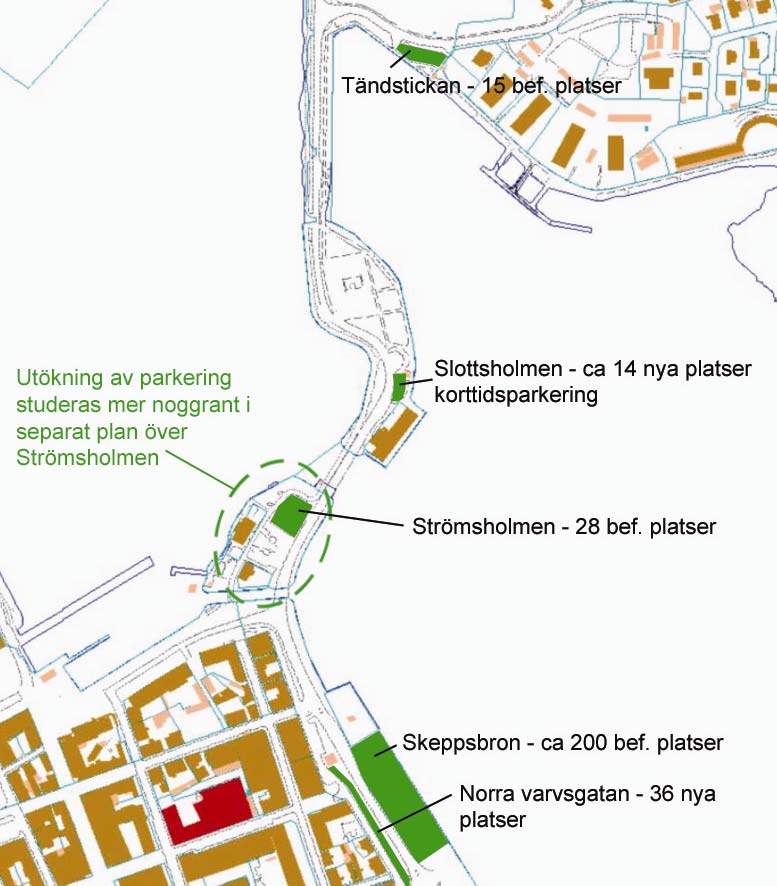 Befintliga och nya parkeringsplatser i anslutning till Slottsholmen. Service Tillgänglighet Området ligger i Västerviks centrum som tillhandahåller ett brett serviceutbud.