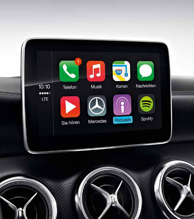 36 Perfekt uppkopplad nya A-Klass med Apple CarPlay * Med Apple CarPlay för iphone och MirrorLink för Android ger nya generationen A-Klass optimala förutsättningar för att integrera ett perfekt