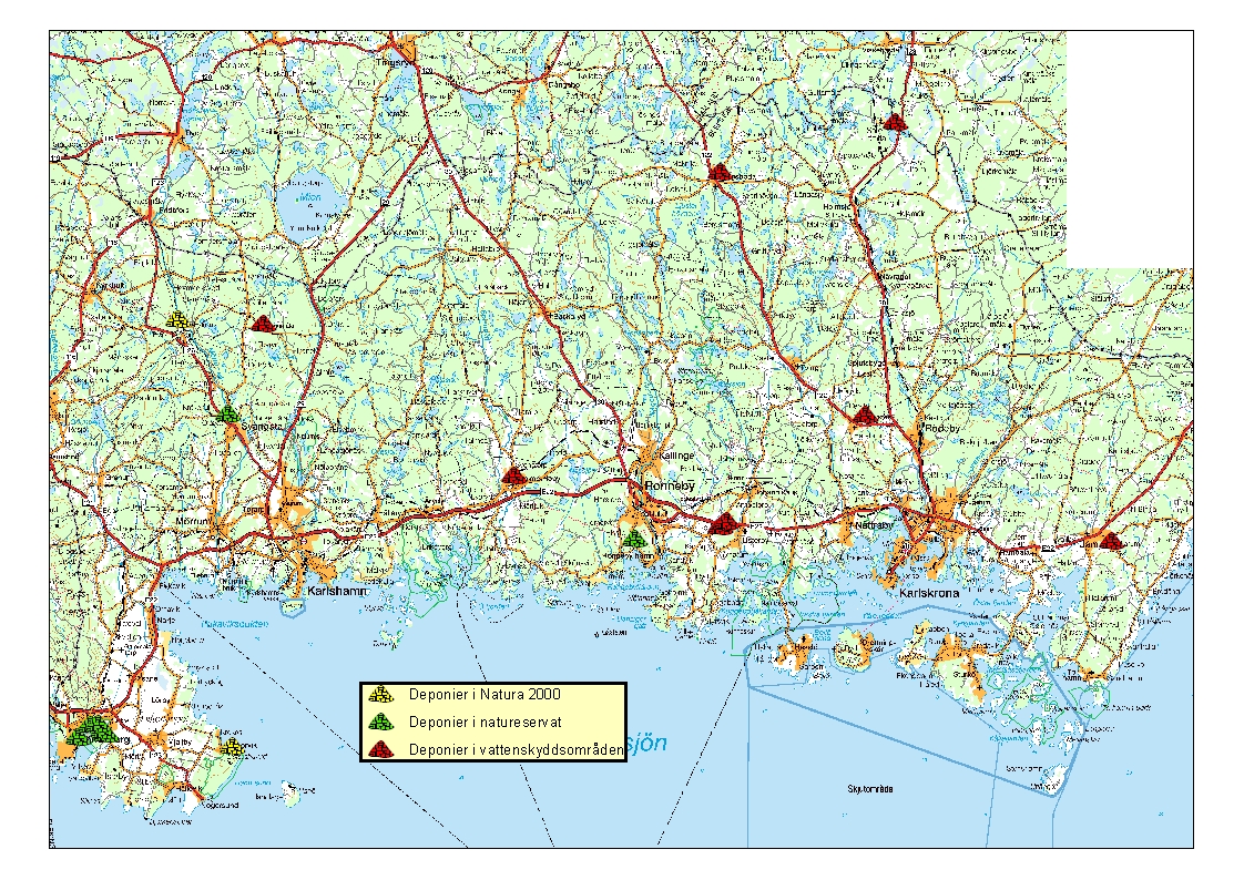 Deponier inom skyddade områden 3 st. deponier inom Natura 2000 11 st.