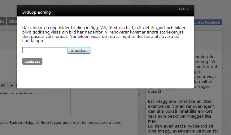 4.3 Bilduppladdning Bild 17. Popup för bilduppladdning.